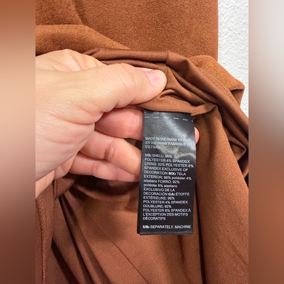 White House Black Market Dress Suede Sheath Sleeveless Pockets Brown Zip Women 8 - Picture 7 of 9